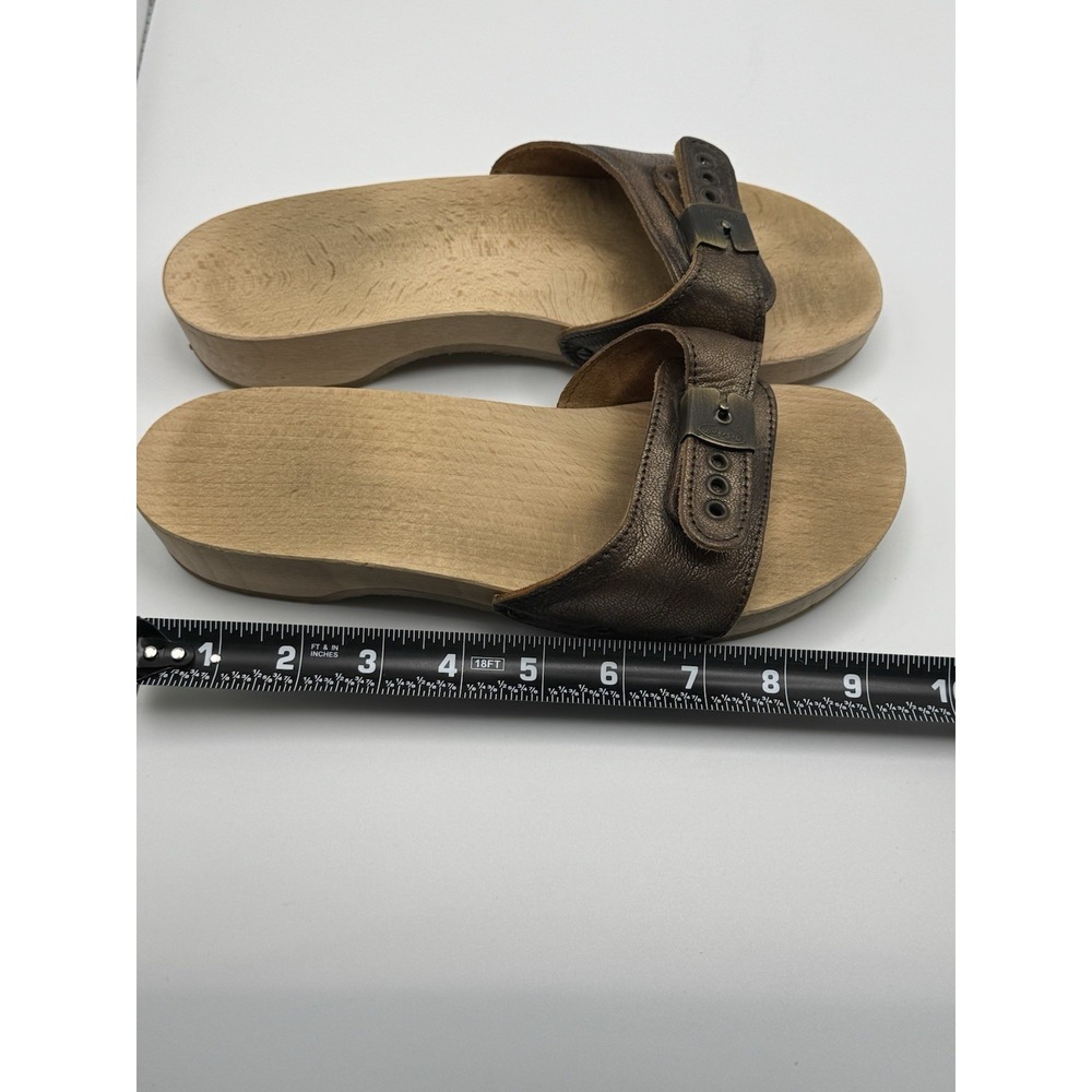 Vintage Dr Scholl's Original Wooden Exercise Sandals Brown  Leather Women's 9 - Picture 8 of 9